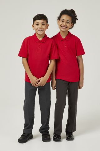 Standard Fit Short Sleeve Made to Last School Polo Shirt Bright Red (1-16+ Years)