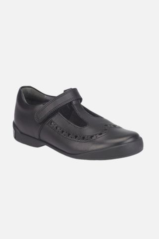 Start-Rite Girls' Leapfrog Black Leather T-Bar School Shoes (4-8 Years)