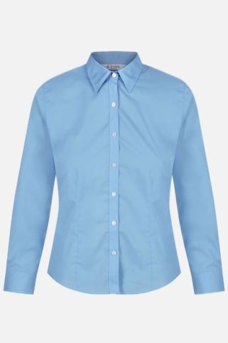 Clearance 2 Pack Long Sleeve Button Up Fitted School Blouses Blue