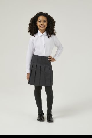 2 Pack Long Sleeve Katie Collar Non-Iron School Blouses White (3-16+ Years)