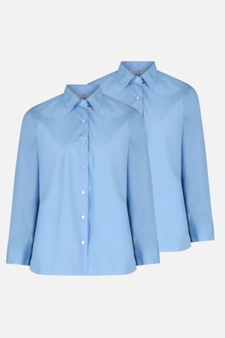 2 Pack Long Sleeve Non-Iron School Blouses
