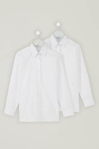 2 Pack Long Sleeve Non-Iron School Blouses (3-16+ Years)
