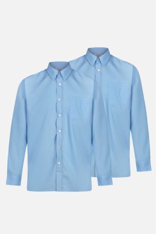 2 Pack Long Sleeve Non-Iron School Shirts (3-16+ Years)