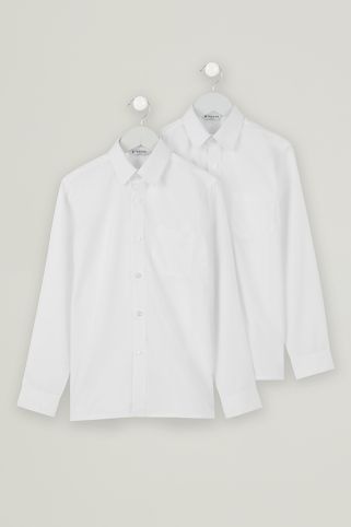 2 Pack Long Sleeve Non-Iron School Shirts (3-16+ Years)
