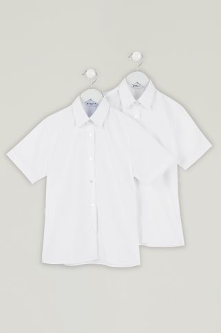 2 Pack Short Sleeve Non-Iron School Blouses (3-16+ Years)