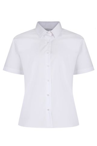 White Short Sleeve Non Iron Blouses (Twin Pack)
