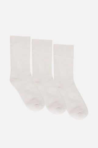 3 Pack Ribbed Cuff Performance School PE Socks White (2-14+ Years)