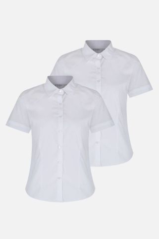 2 Pack Short Sleeve Slim Fit Non-Iron School Blouses (5-16+ Years)