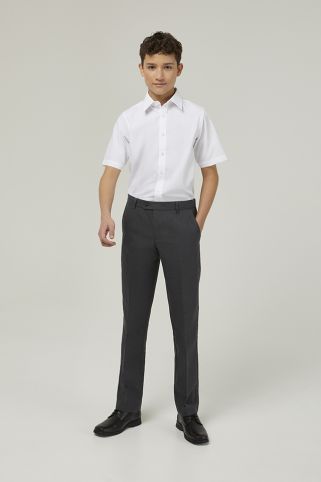 Senior Boys' Fit Slim Leg Stain Resistant School Trousers Grey (7-16+ Years)