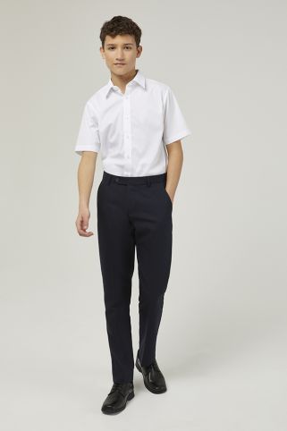 Senior Boys' Fit Slim Leg Stain Resistant School Trousers Navy (7-16+ Years)