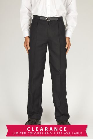 Jet Pocket Pleated Boys Trousers Black & Charcoal