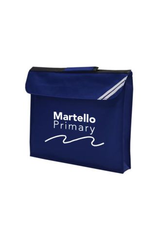 Bookbag badged with Martello Primary School logo